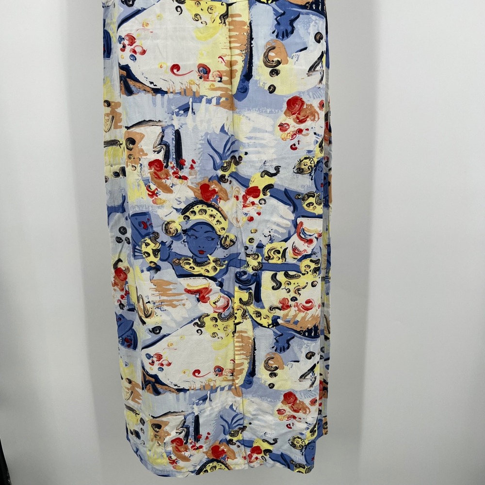 Jams World 100% Rayon Sleeveless Dress Thai Dancers Blue Goddess Vintage Size M - Picture 7 of 9